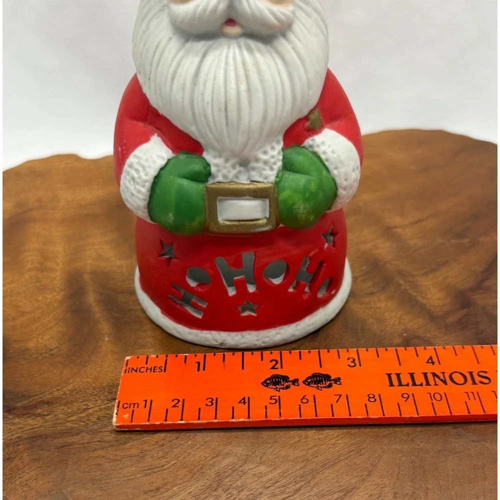 Vintage Ceramic Christmas Santa Tea Light Votive Candle Holder Ho Ho Ho